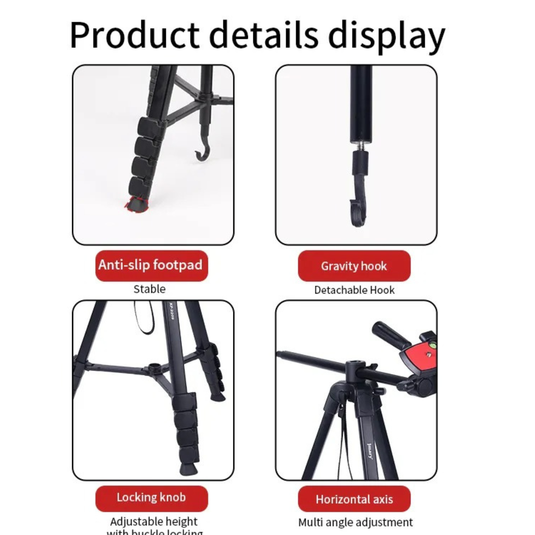 JMARY KP-2209 Tripod Stand – 1.7M Video & Photo Camera Tripod for Phone, DSLR & Vlogging