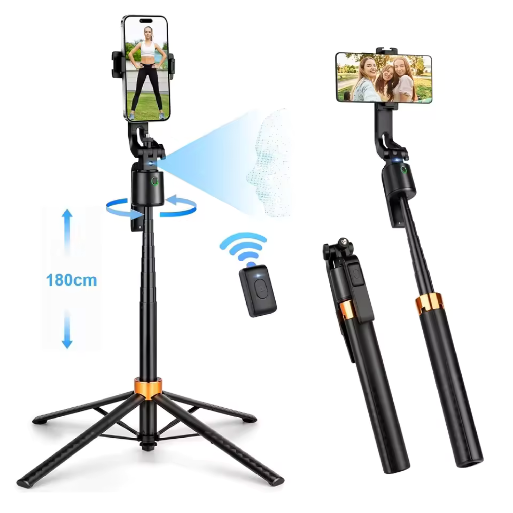 Q13 AI Face-Tracking Tripod & Selfie Stick – 360° Auto Tracking Phone Holder for Vlogging & Live Video