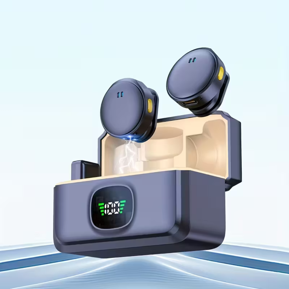 Q8 Wireless Magnetic Microphone with Charging Case – Type-C + iPhone OTG Clip-On Mic for Phone Recording