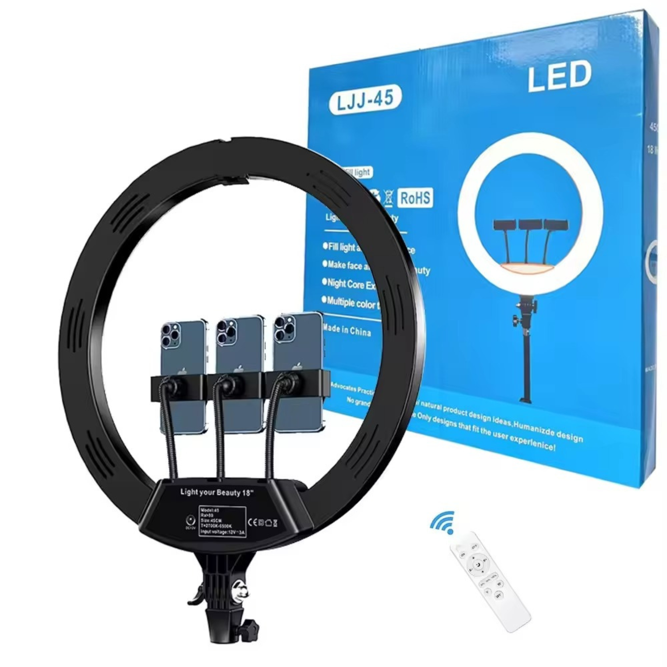 18″ LED Ring Light Kit with Tripod & Bag – Adjustable Photo & Video Lighting Panel
