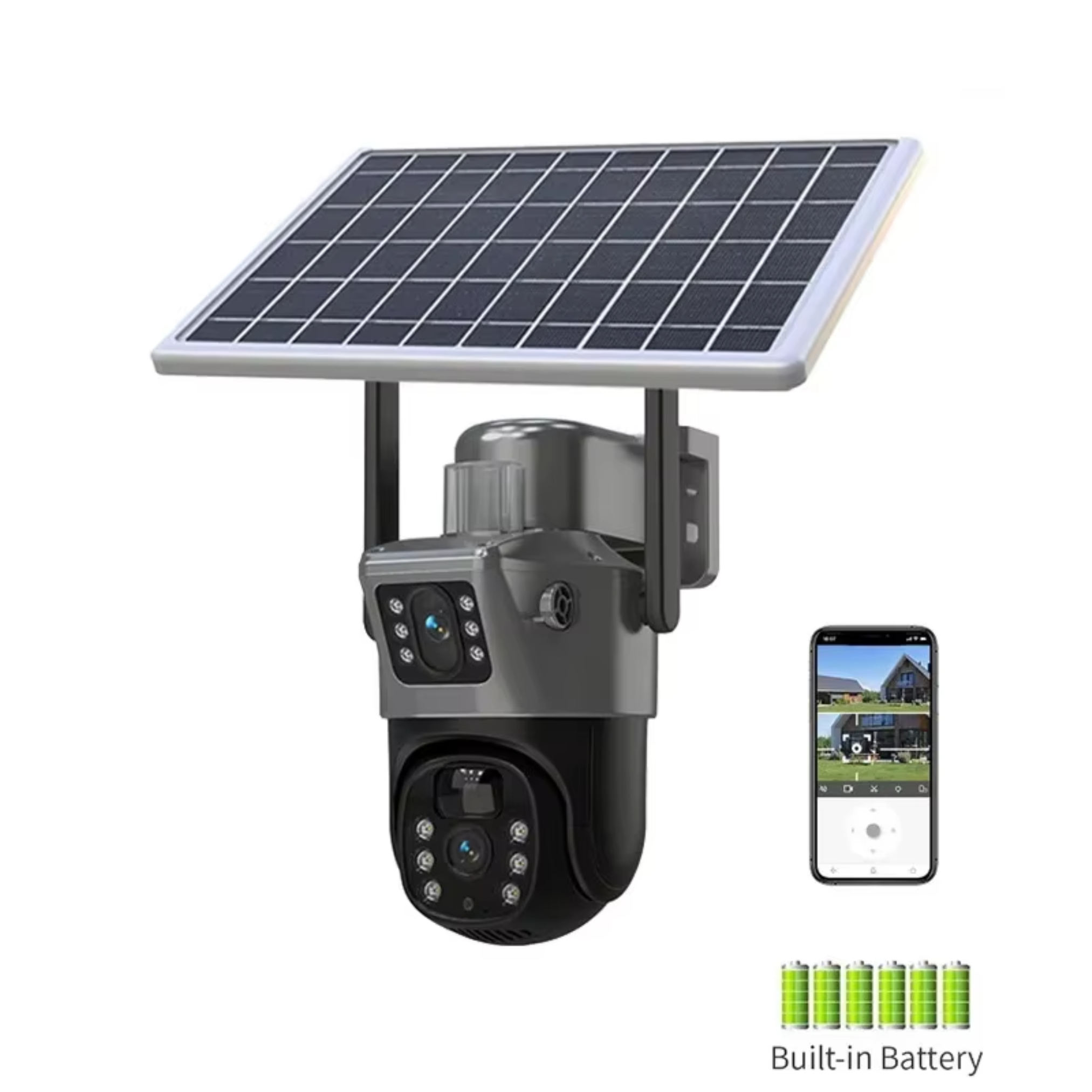 Smart 4G, 6MP 2-Lens Solar Security Camera – Wireless Outdoor CCTV with Smart App & Motion Alerts