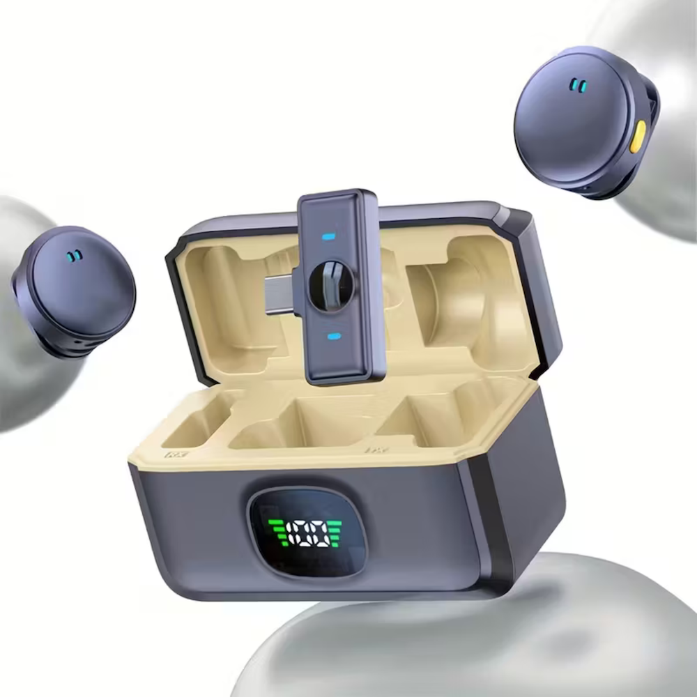 Q8 Wireless Magnetic Microphone with Charging Case – Type-C + iPhone OTG Clip-On Mic for Phone Recording