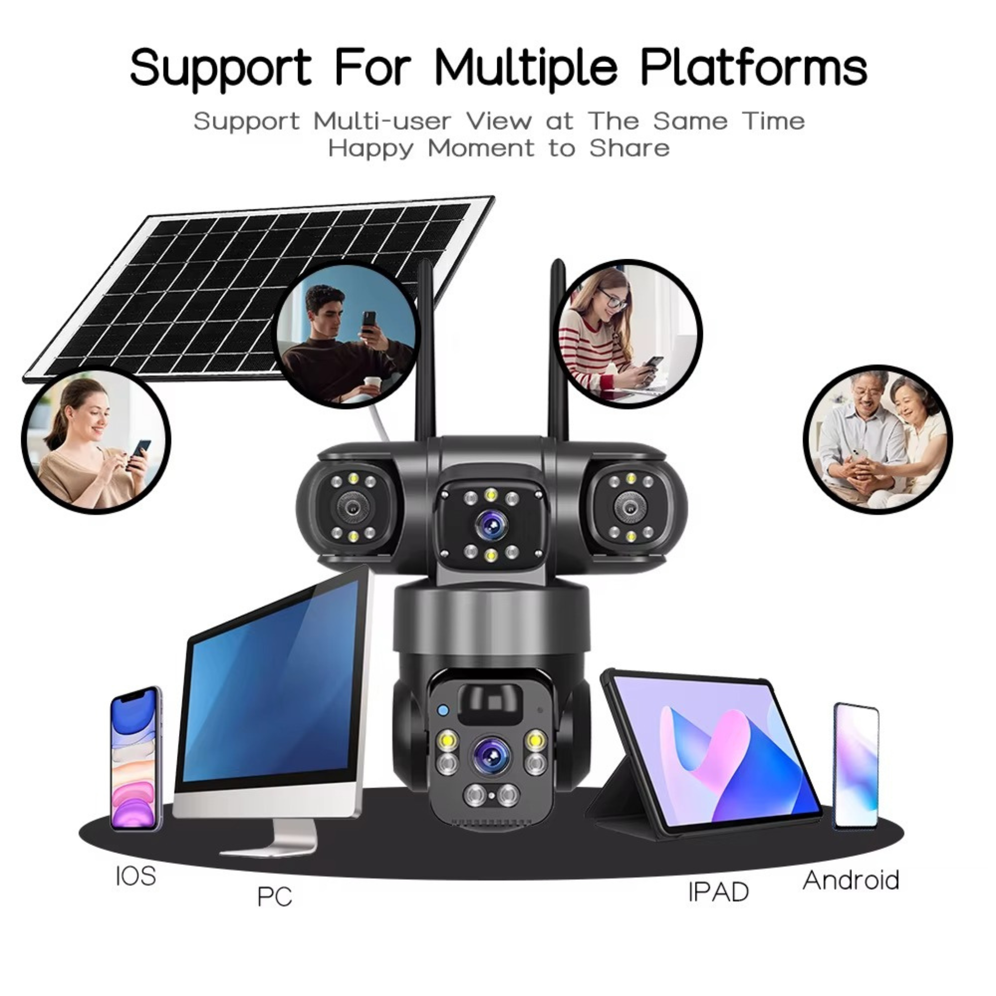 Smart 4G, 6MP 3-Lens Solar Security Camera – Wireless Outdoor CCTV with Smart App & Motion Alerts (Copy)