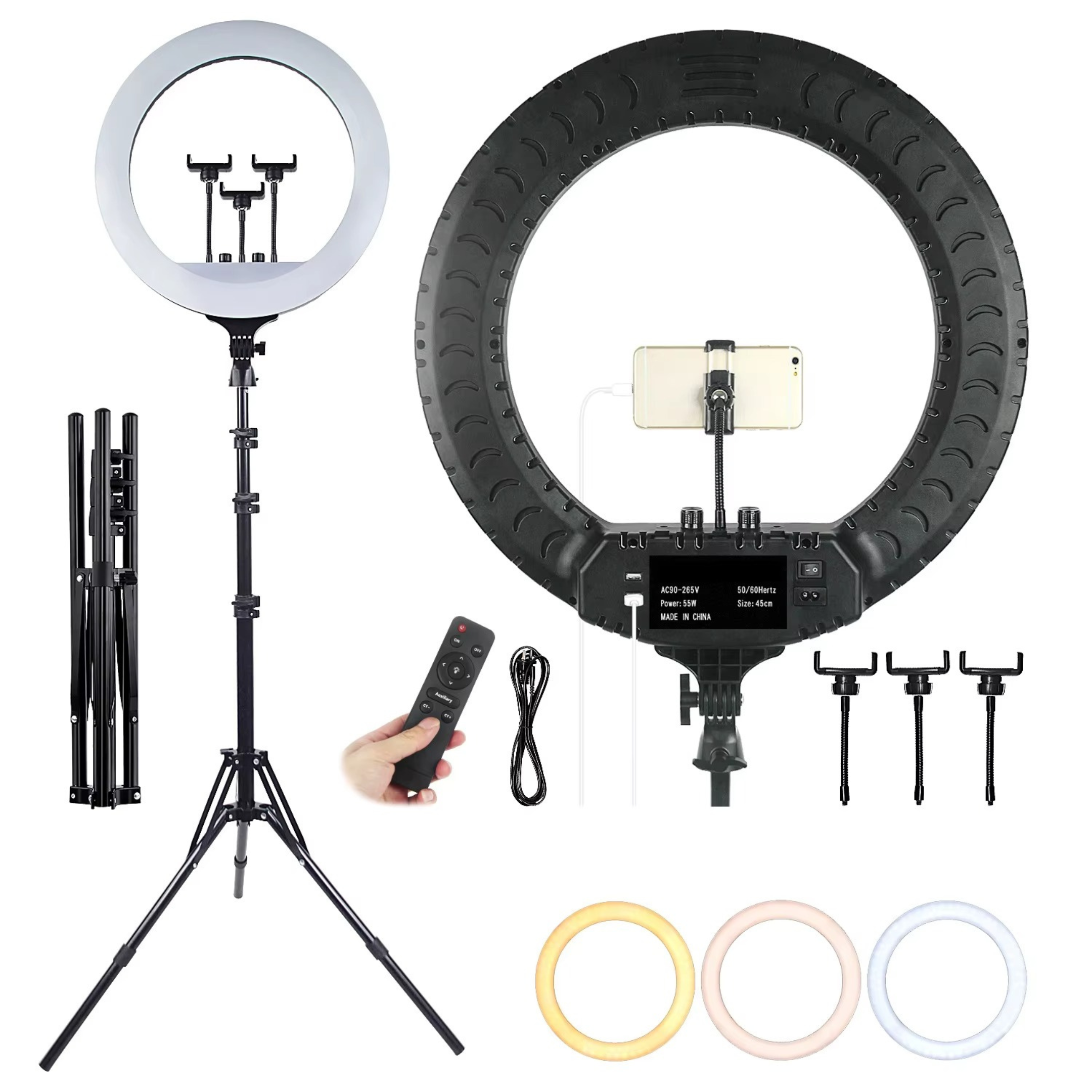 18″ LED Ring Light Kit with Tripod & Bag – Adjustable Photo & Video Lighting Panel