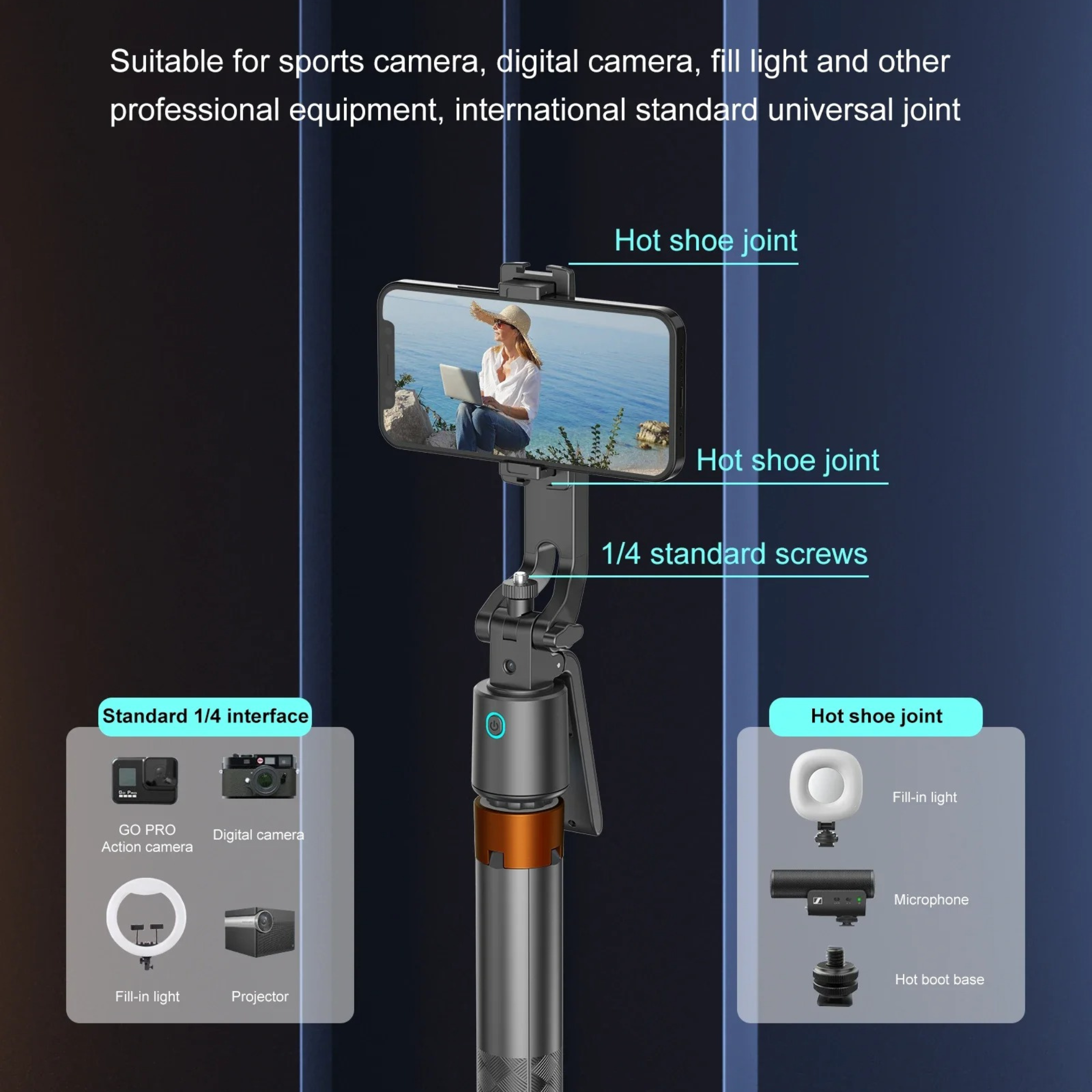 Q13 AI Face-Tracking Tripod & Selfie Stick – 360° Auto Tracking Phone Holder for Vlogging & Live Video