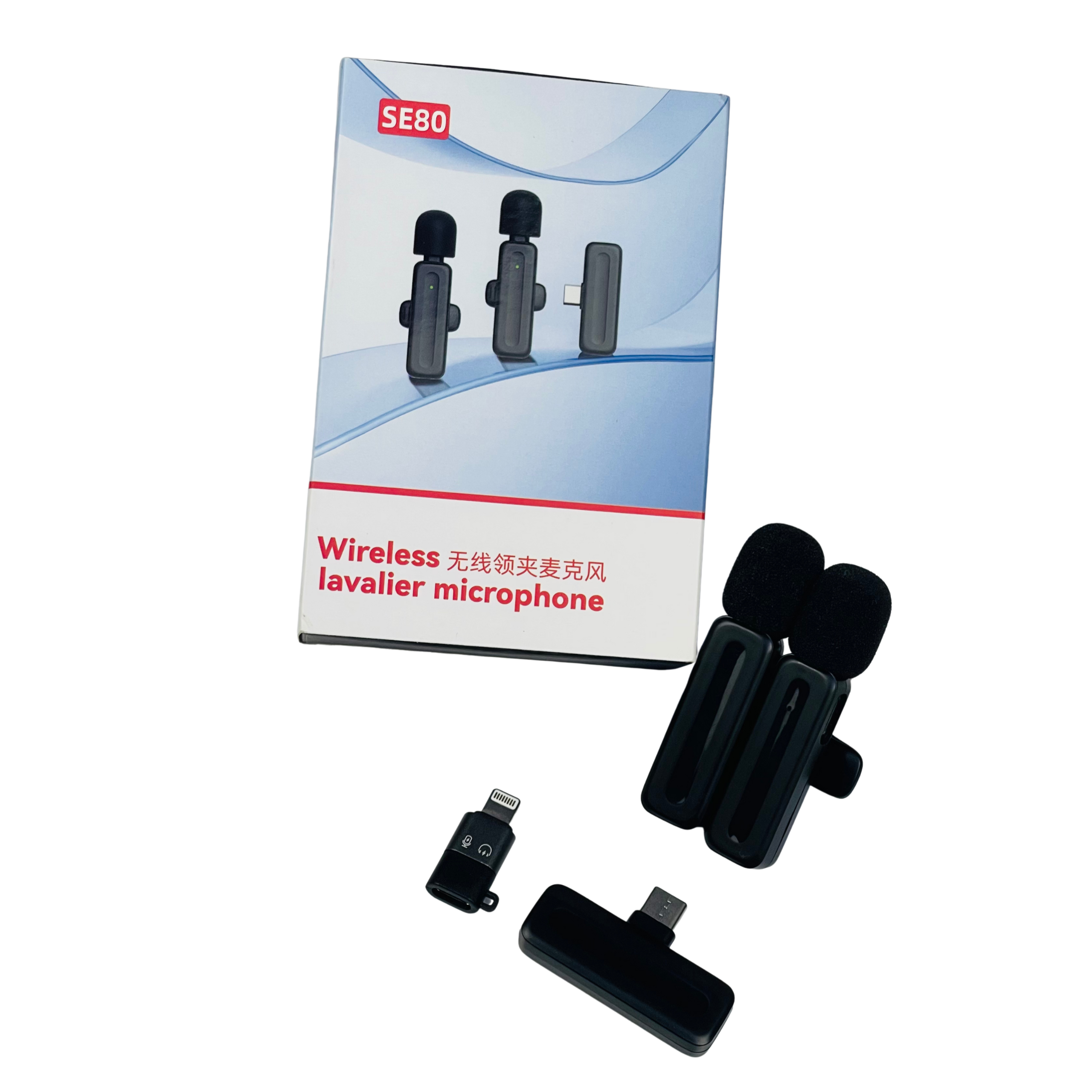 SE80 Wireless Lapel Microphone – Long-Range Clip-On Lavalier Mic for Phones