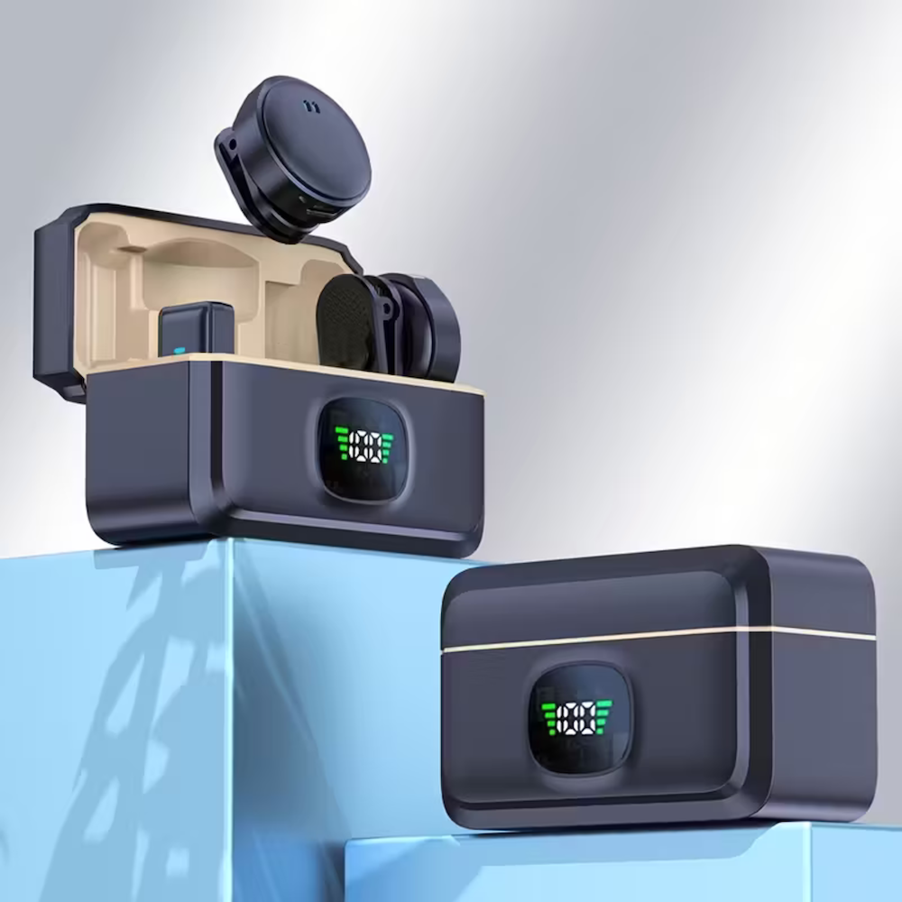 Q8 Wireless Magnetic Microphone with Charging Case – Type-C + iPhone OTG Clip-On Mic for Phone Recording