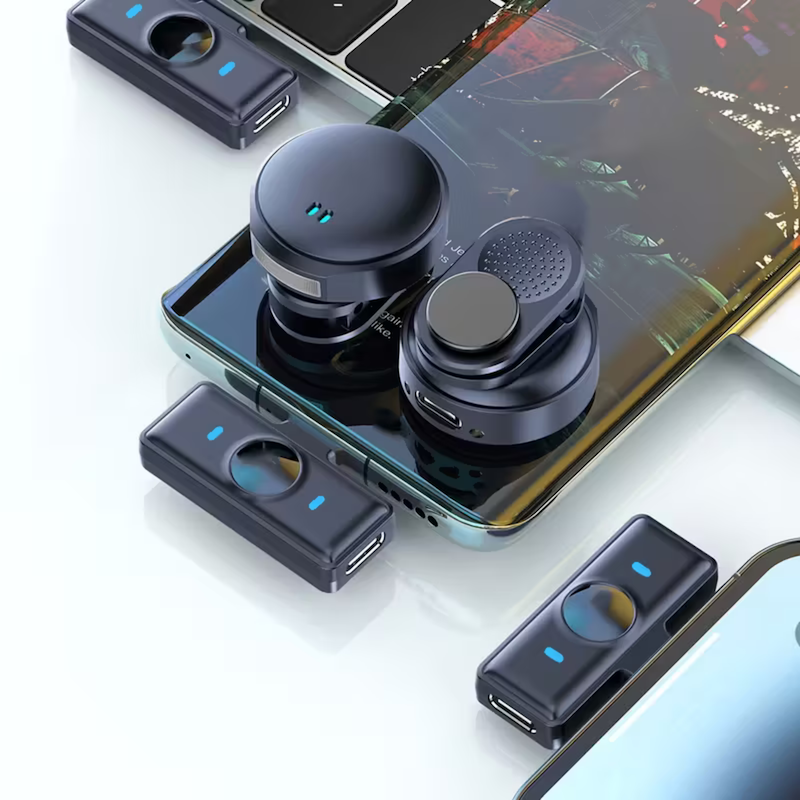 Q8 Wireless Magnetic Microphone with Charging Case – Type-C + iPhone OTG Clip-On Mic for Phone Recording