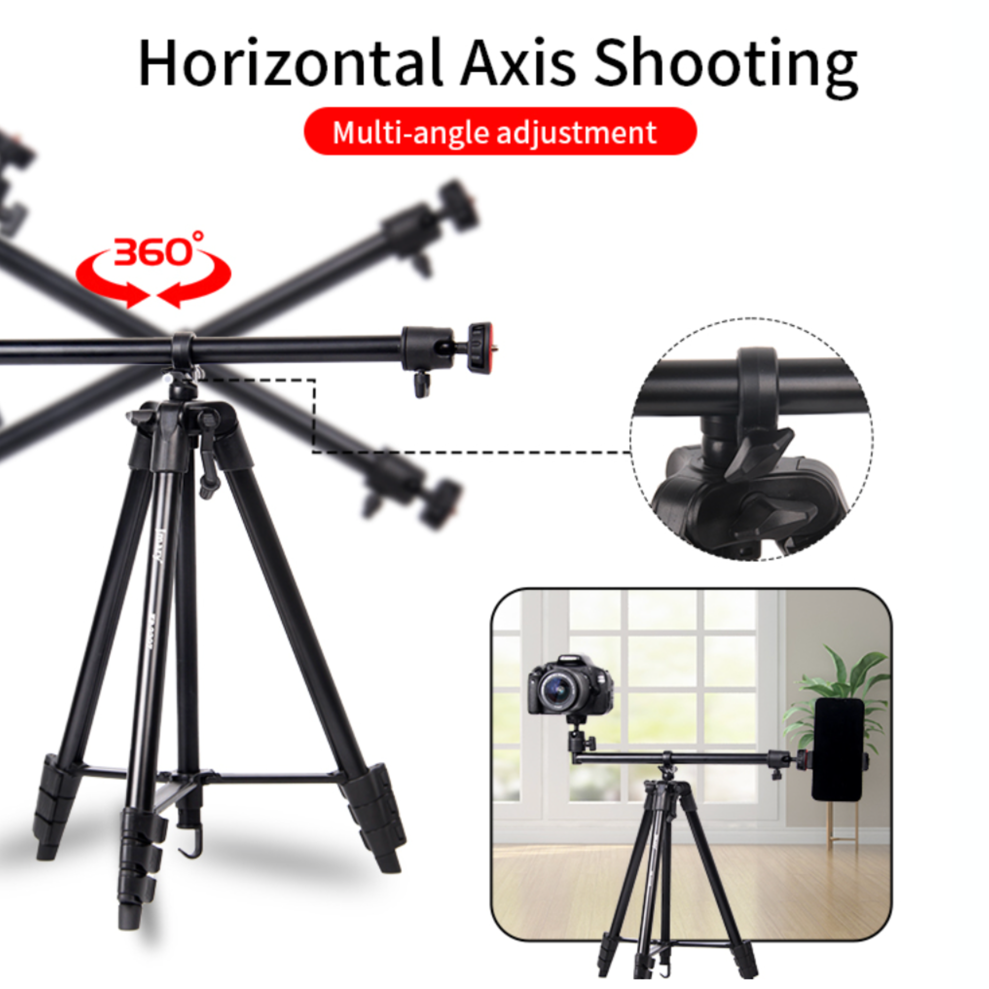 JMARY KP-2207 Tripod Stand – Portable 1.33 m Camera & Mobile Tripod for Photo & Video