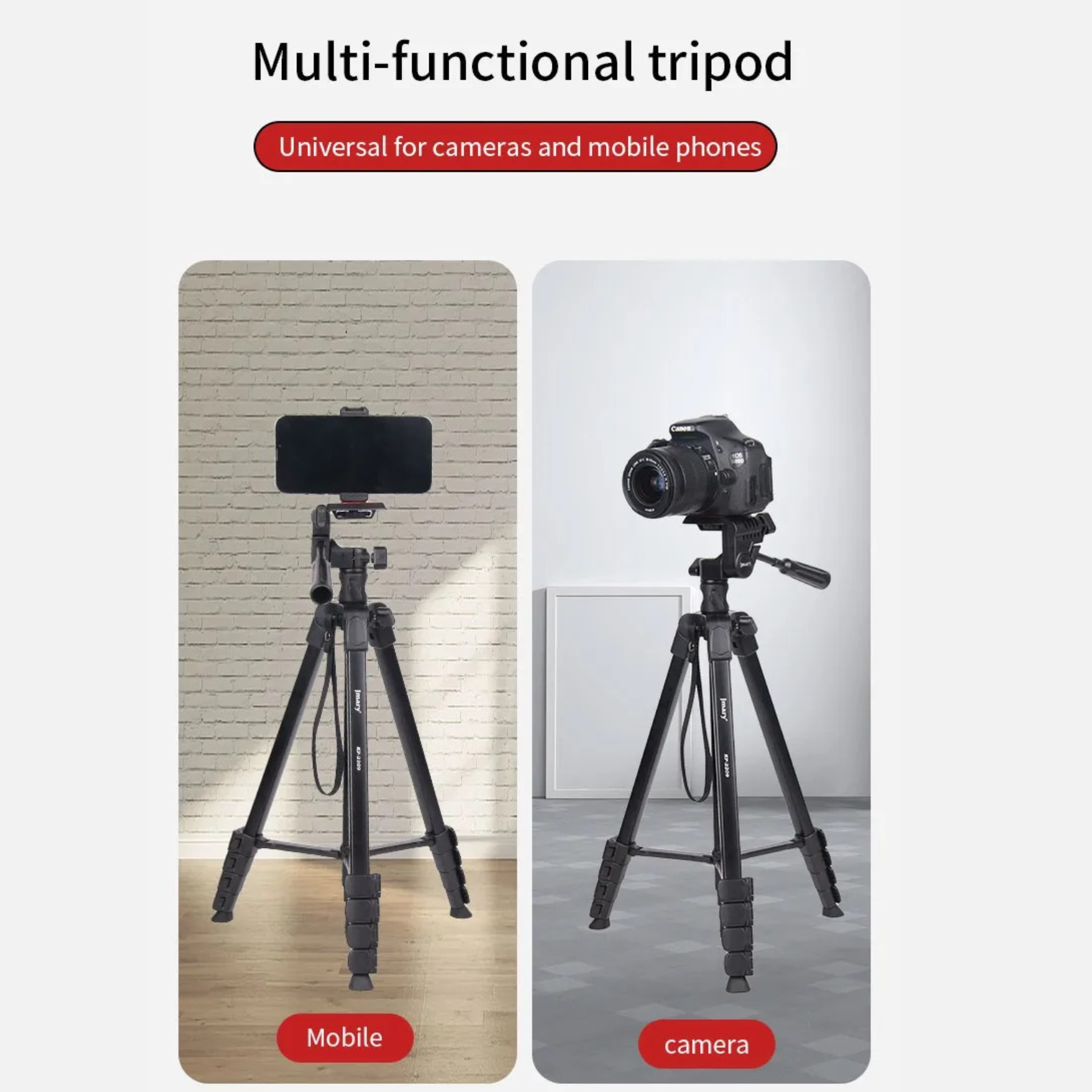 JMARY KP-2209 Tripod Stand – 1.7M Video & Photo Camera Tripod for Phone, DSLR & Vlogging