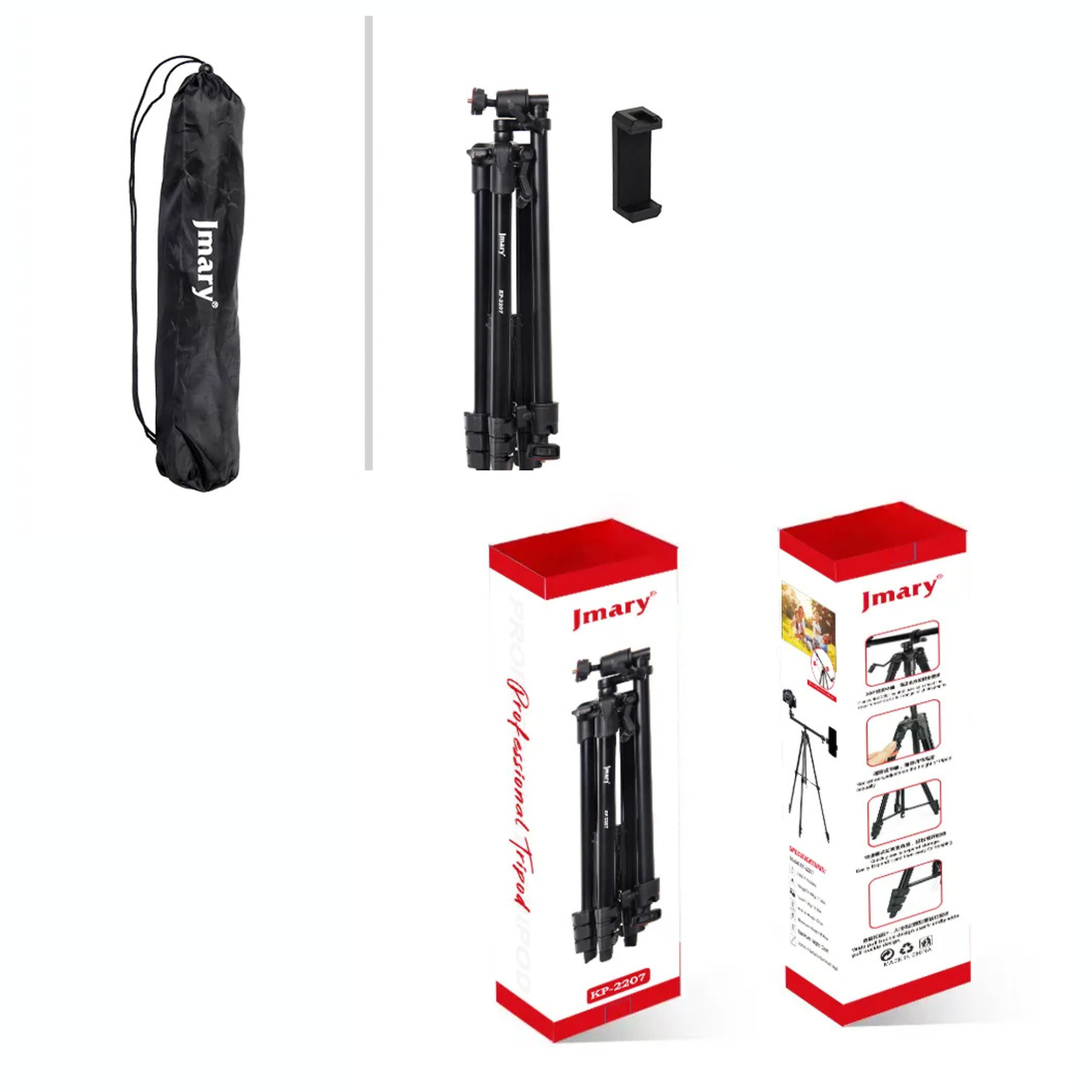 JMARY KP-2207 Tripod Stand – Portable 1.33 m Camera & Mobile Tripod for Photo & Video