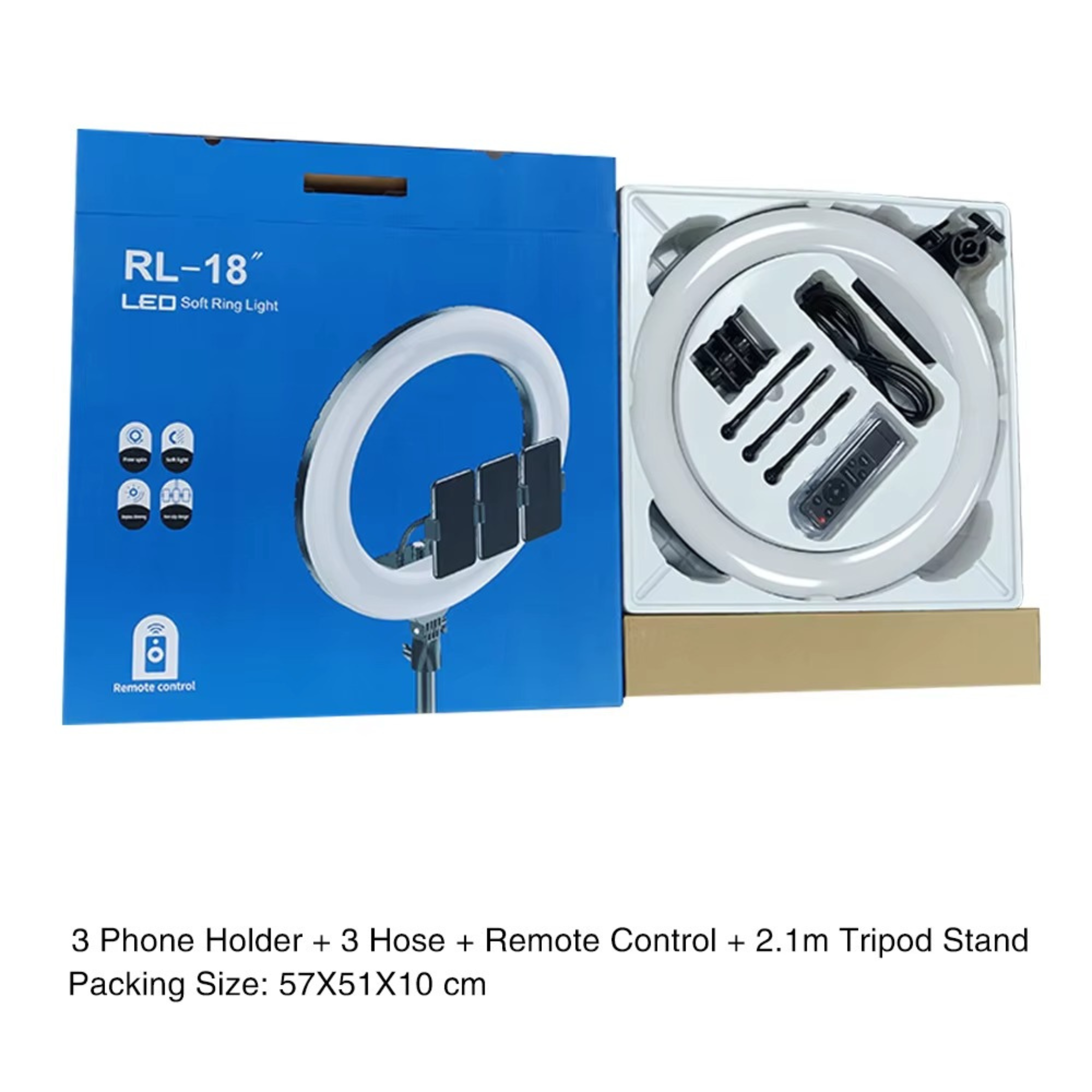 18″ LED Ring Light Kit with Tripod & Bag – Adjustable Photo & Video Lighting Panel