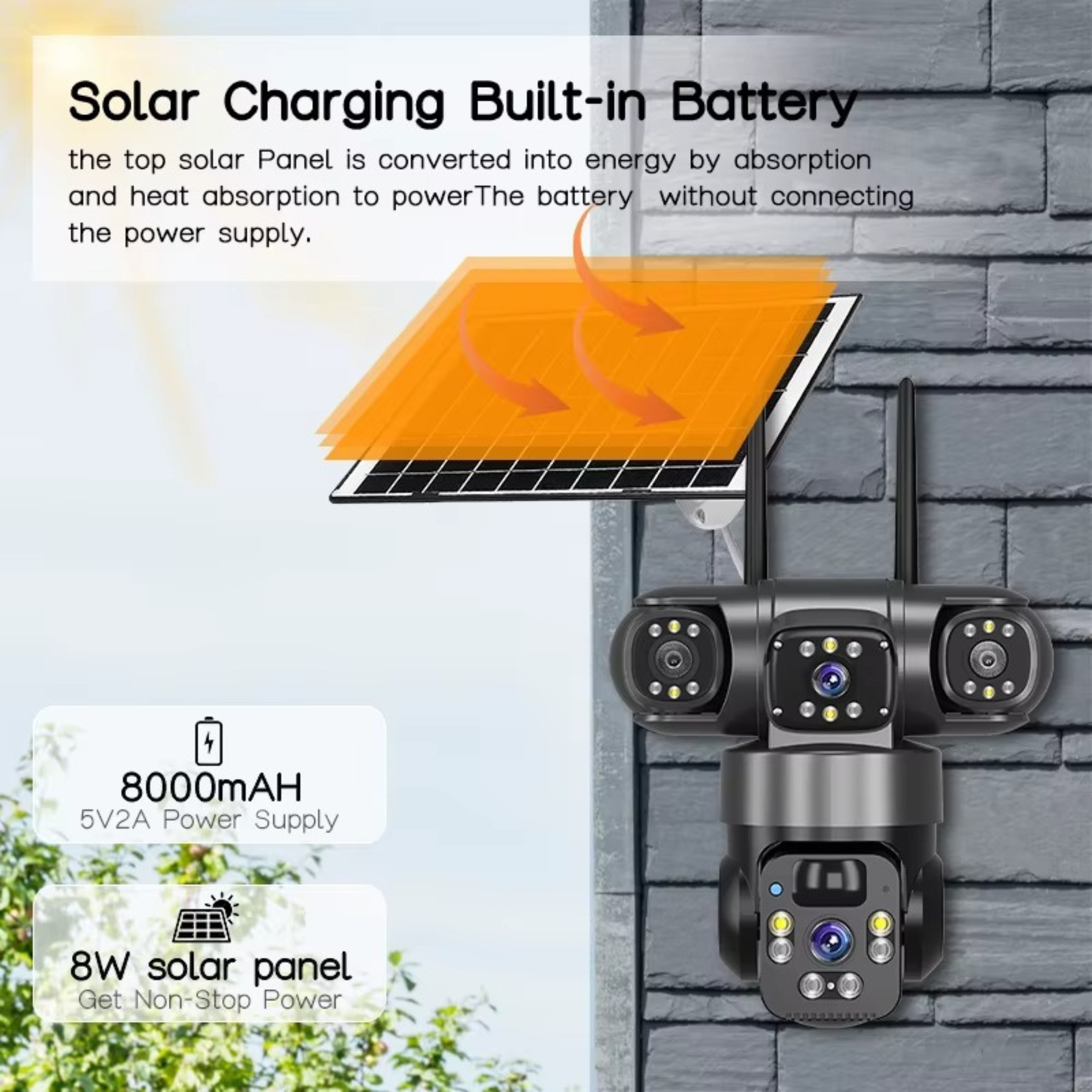 Smart 4G, 6MP 3-Lens Solar Security Camera – Wireless Outdoor CCTV with Smart App & Motion Alerts (Copy)