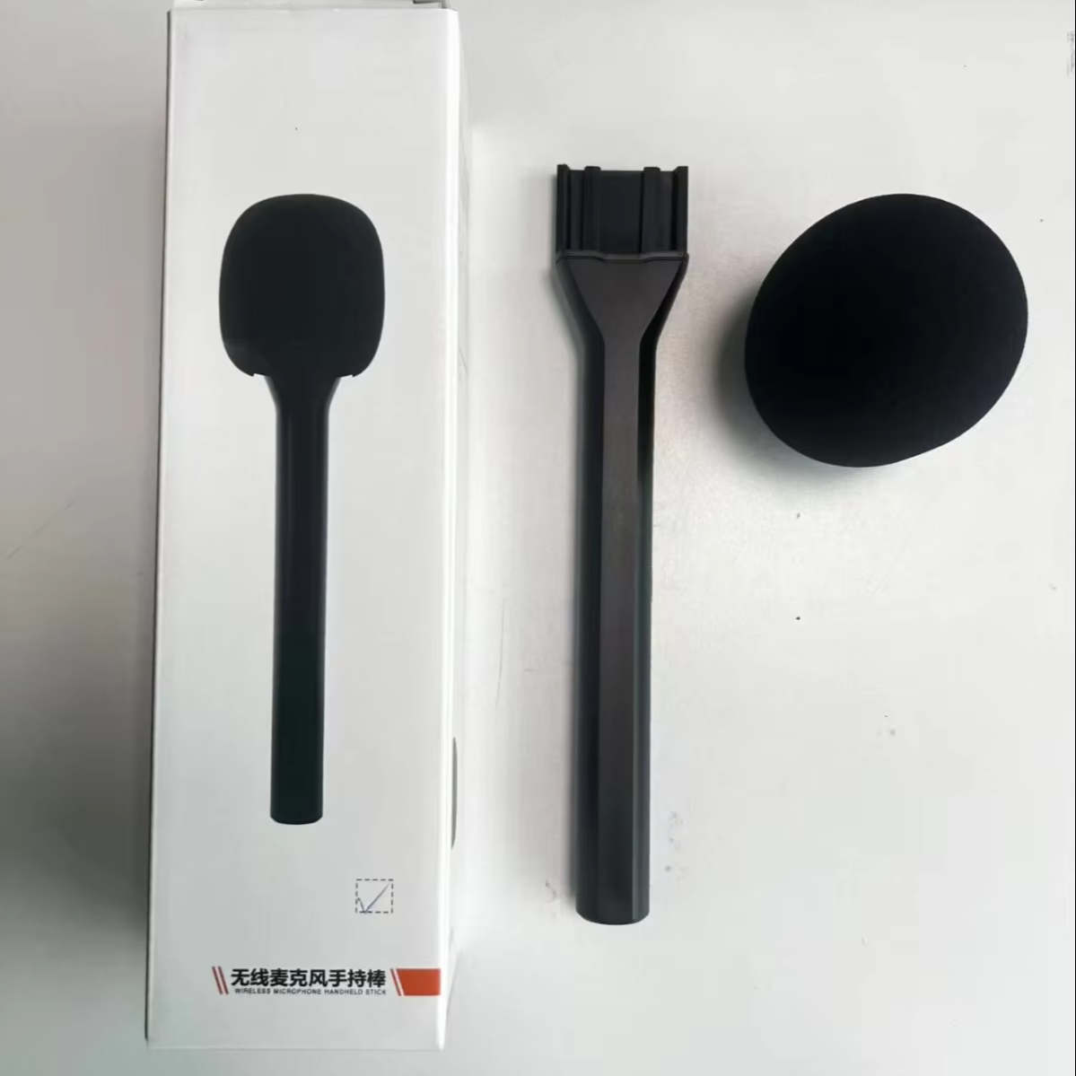 Wireless Mic Handle, for Wireless mic, interviews, with Noise cancellation shied and clipper for mic