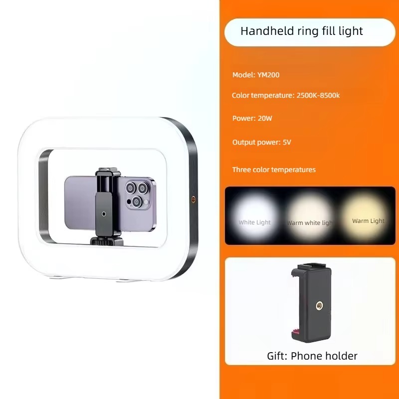 YM200 20W Rechargeable Ring Light – Portable Selfie LED Video Light for Phone & Camera